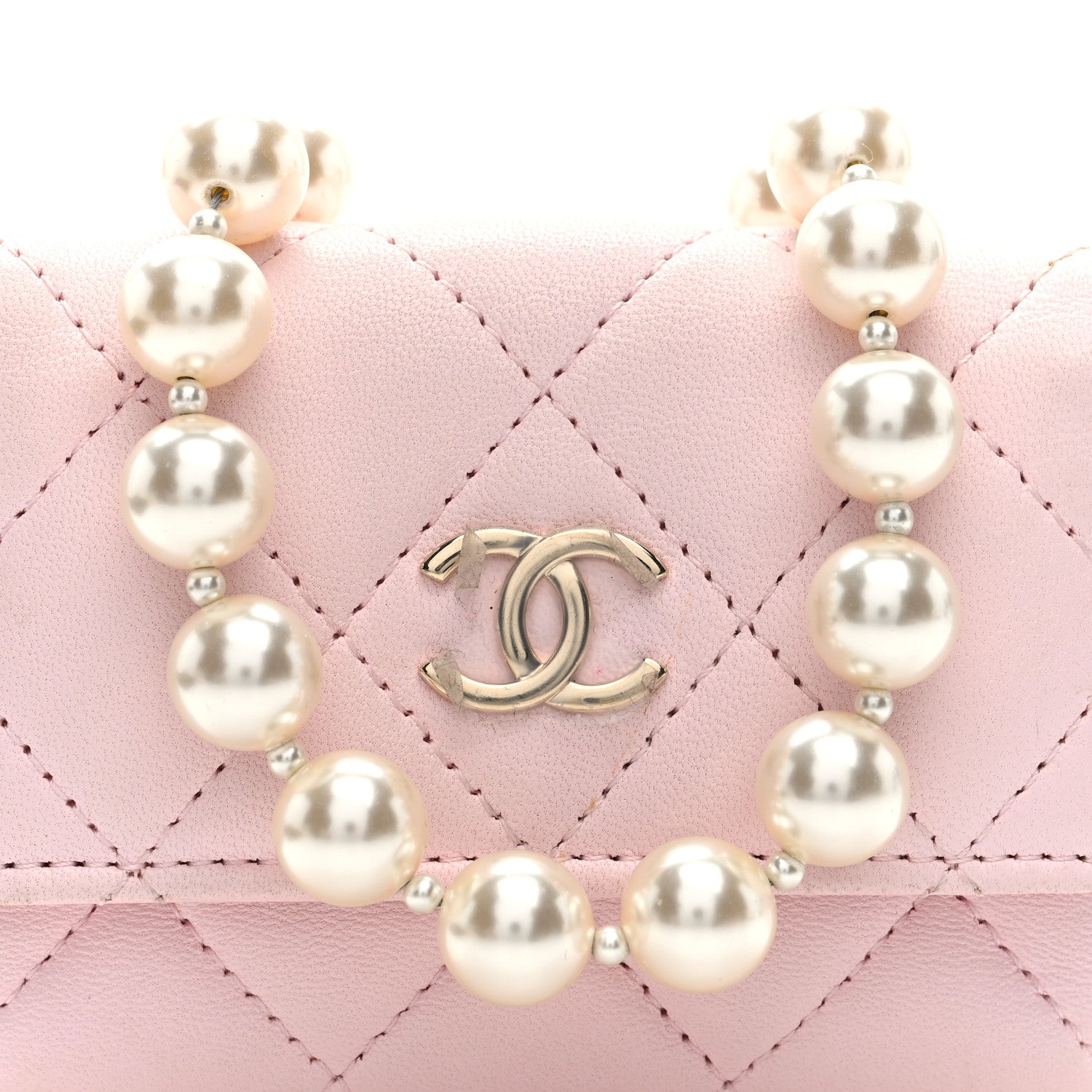 Chanel Lambskin Quilted Pearl Chain Belt Bag Light Pink 8 of 10