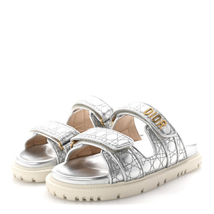 Christian Dior Laminated Sheepskin Cannage Dior Or Dioract Slide Sandals 37.5 Steel 4 of 10