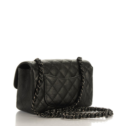 Chanel Crumpled Calfskin Quilted Mini Rectangular Flap So Black 3 of 8