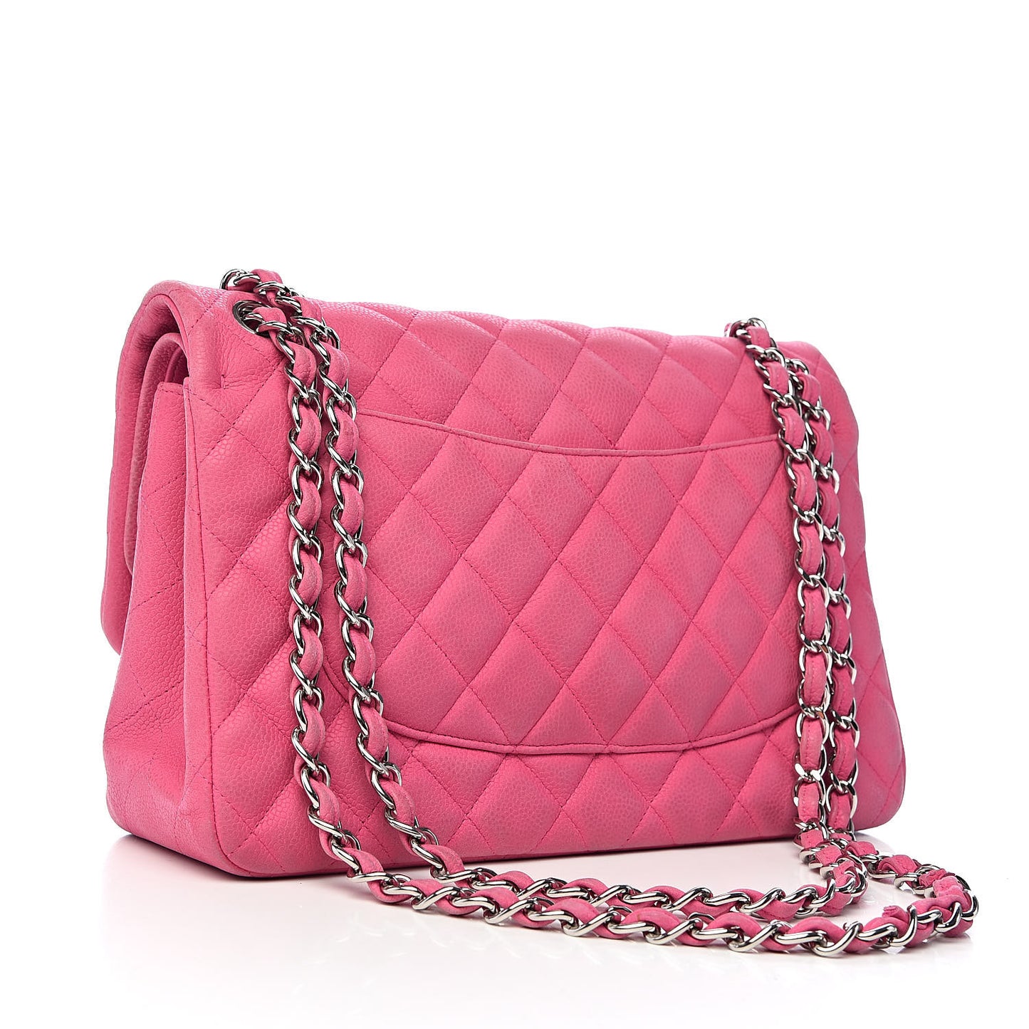 Iridescent Caviar Quilted Jumbo Double Flap Pink