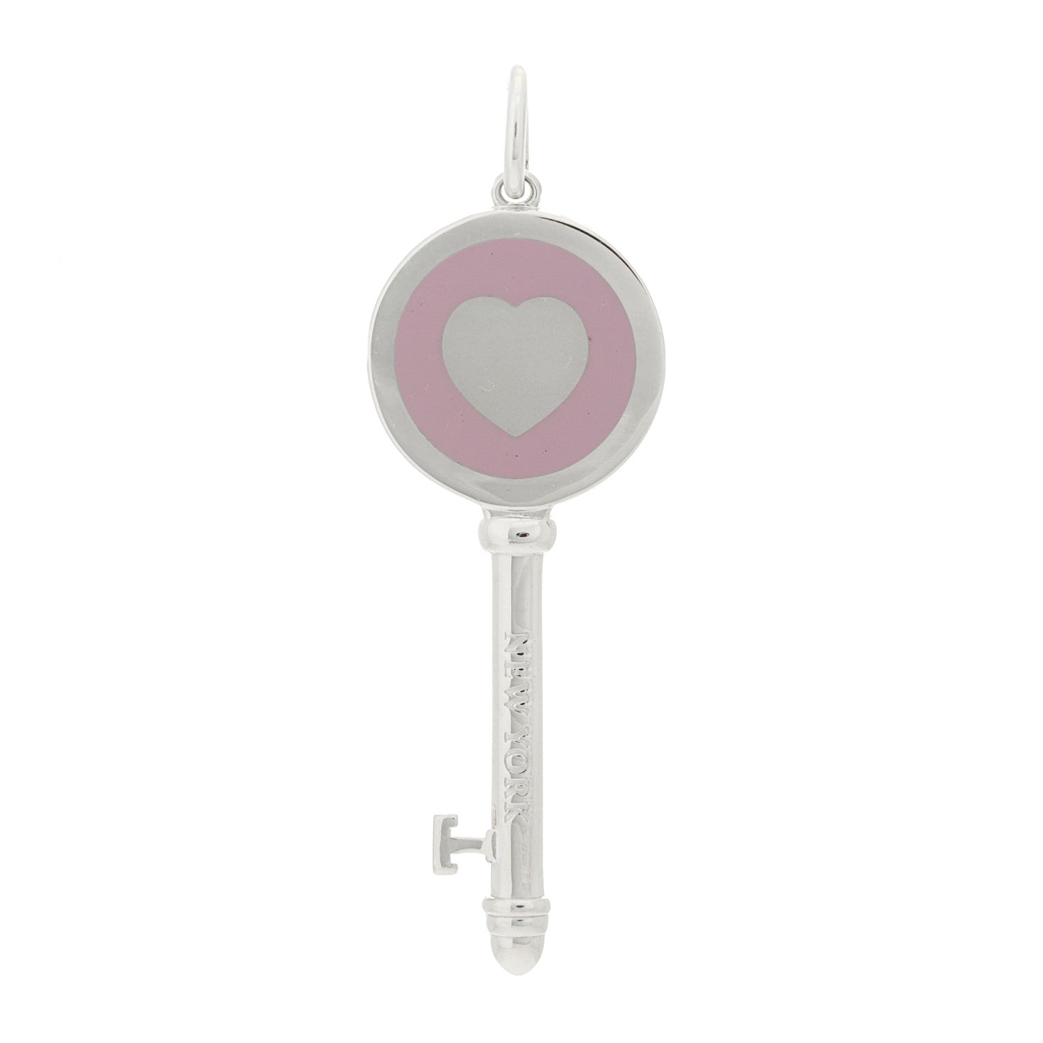 Tiffany Sterling Silver Enamel Keys Heart Key Pendant Lavender 1 of 4