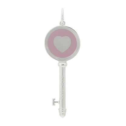 Tiffany Sterling Silver Enamel Keys Heart Key Pendant Lavender 1 of 4