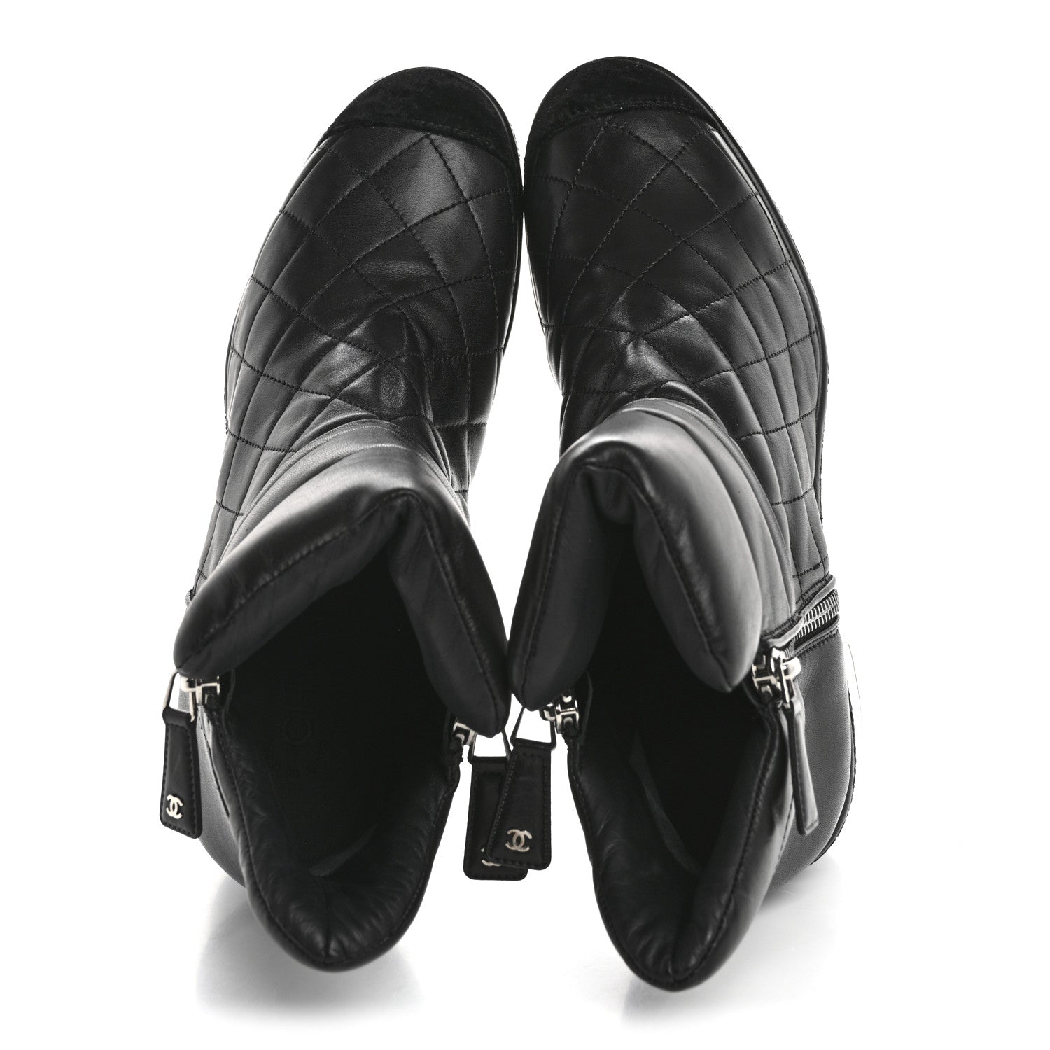 Chanel Lambskin Velvet Quilted Cap Toe Short Boots 40 Black 2 of 12