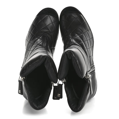 Chanel Lambskin Velvet Quilted Cap Toe Short Boots 40 Black 2 of 12