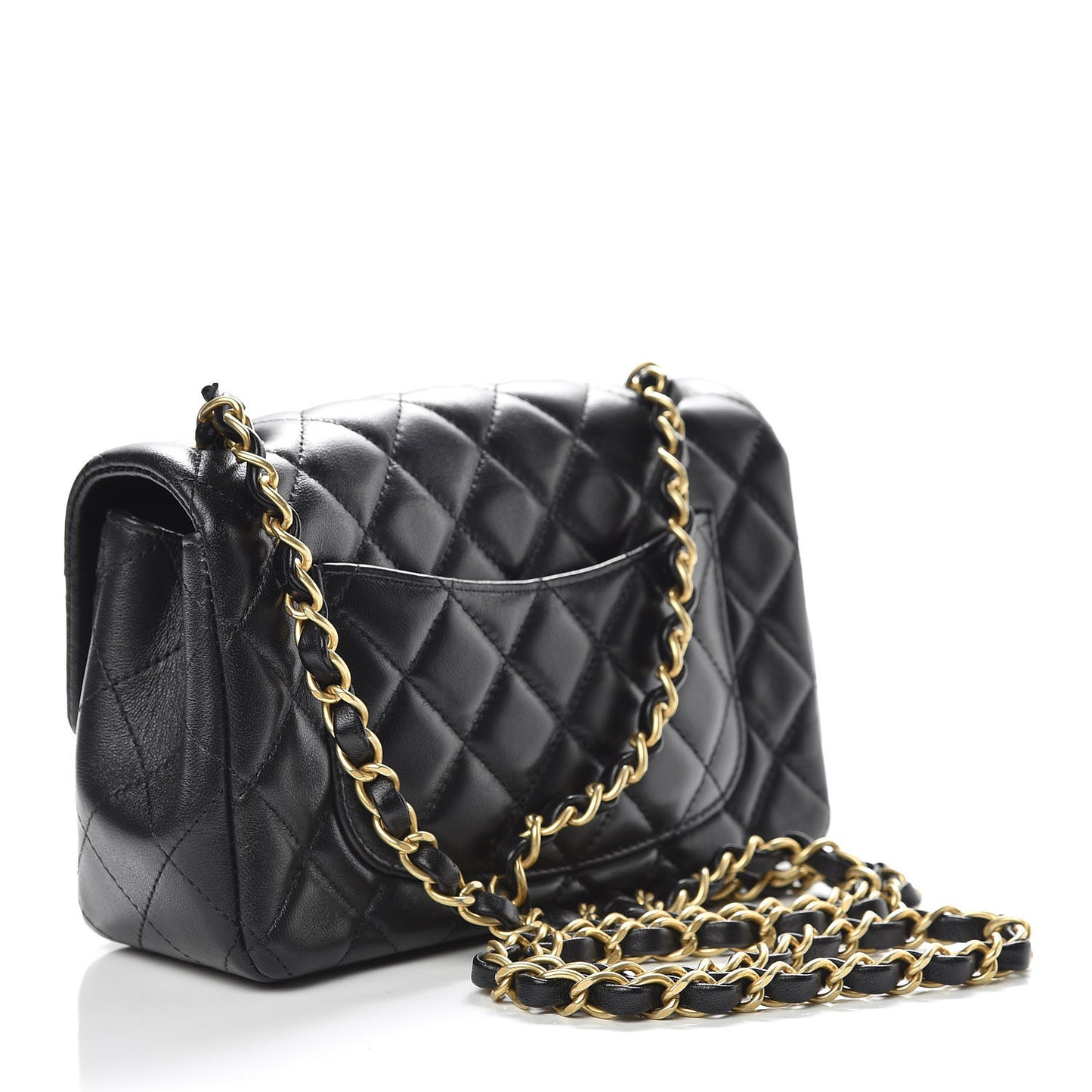 Lambskin Quilted Mini Rectangular Flap Black
