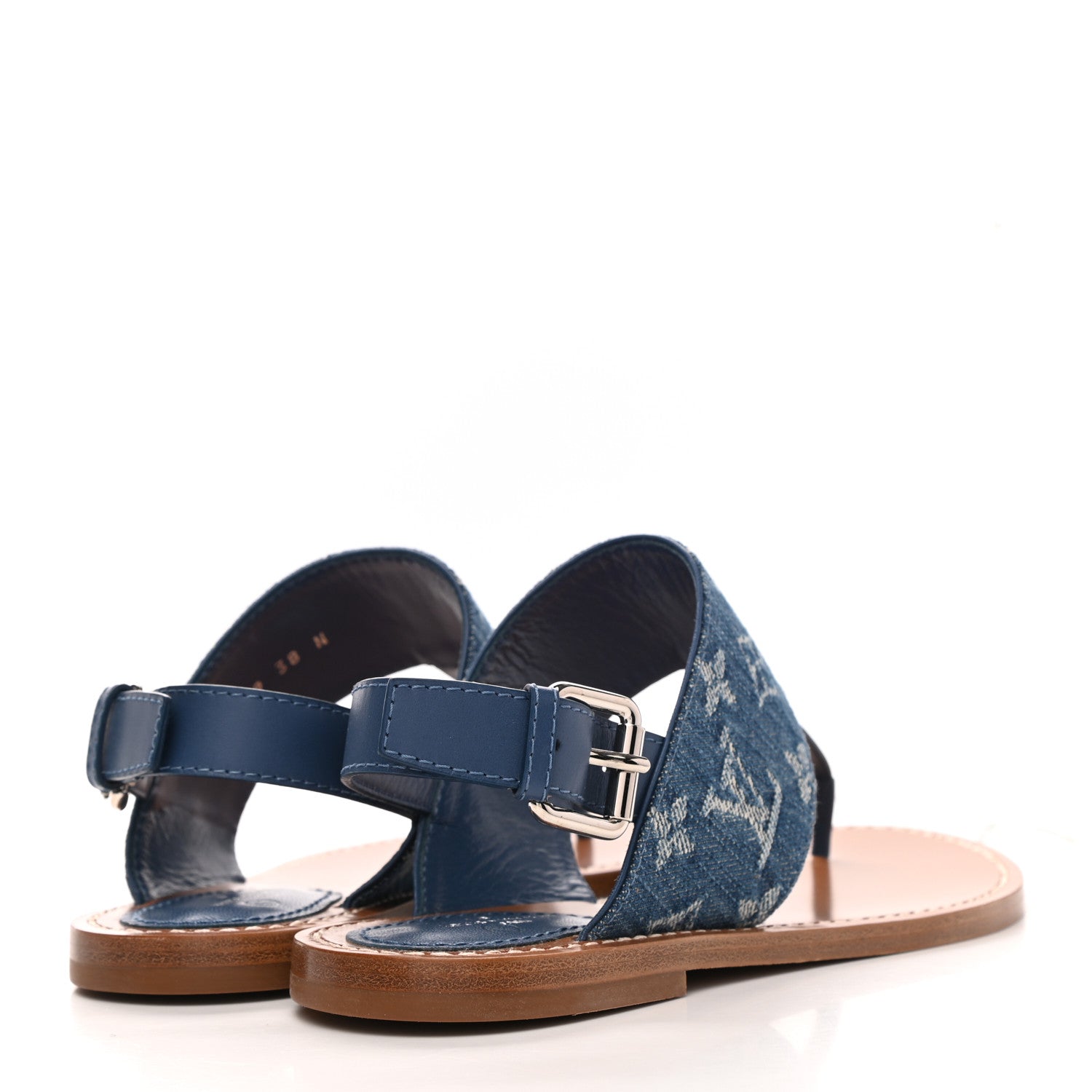 Louis Vuitton Denim Monogram Starboard Thong Sandals 38 Blue 4 of 8
