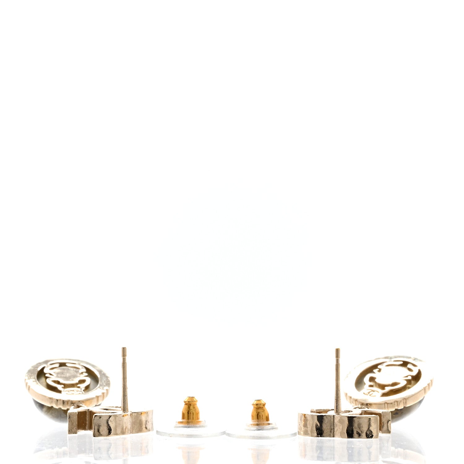 Chanel CC Oval Drop Earrings Gold 3 of 5