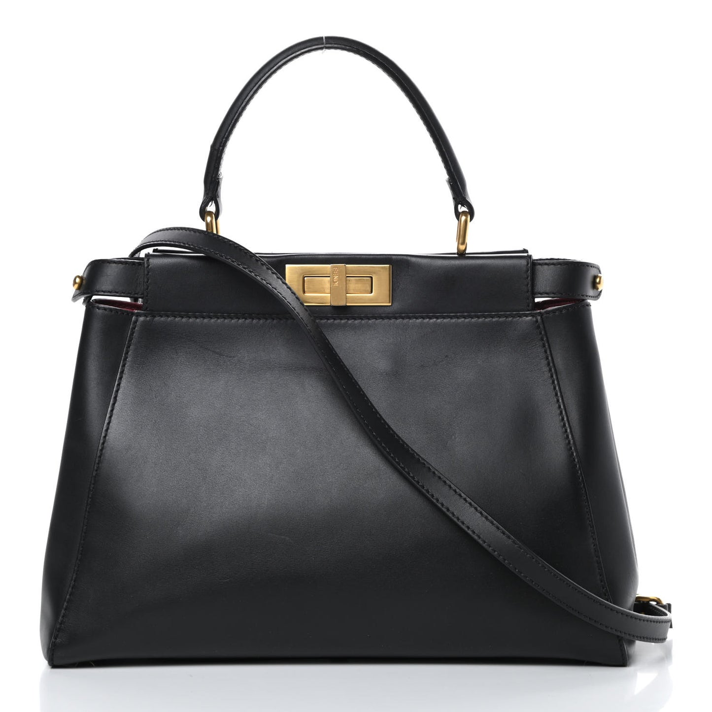 Vitello Morgan Shiny Nappa Medium Peekaboo Iconic Satchel Black Ciliegia