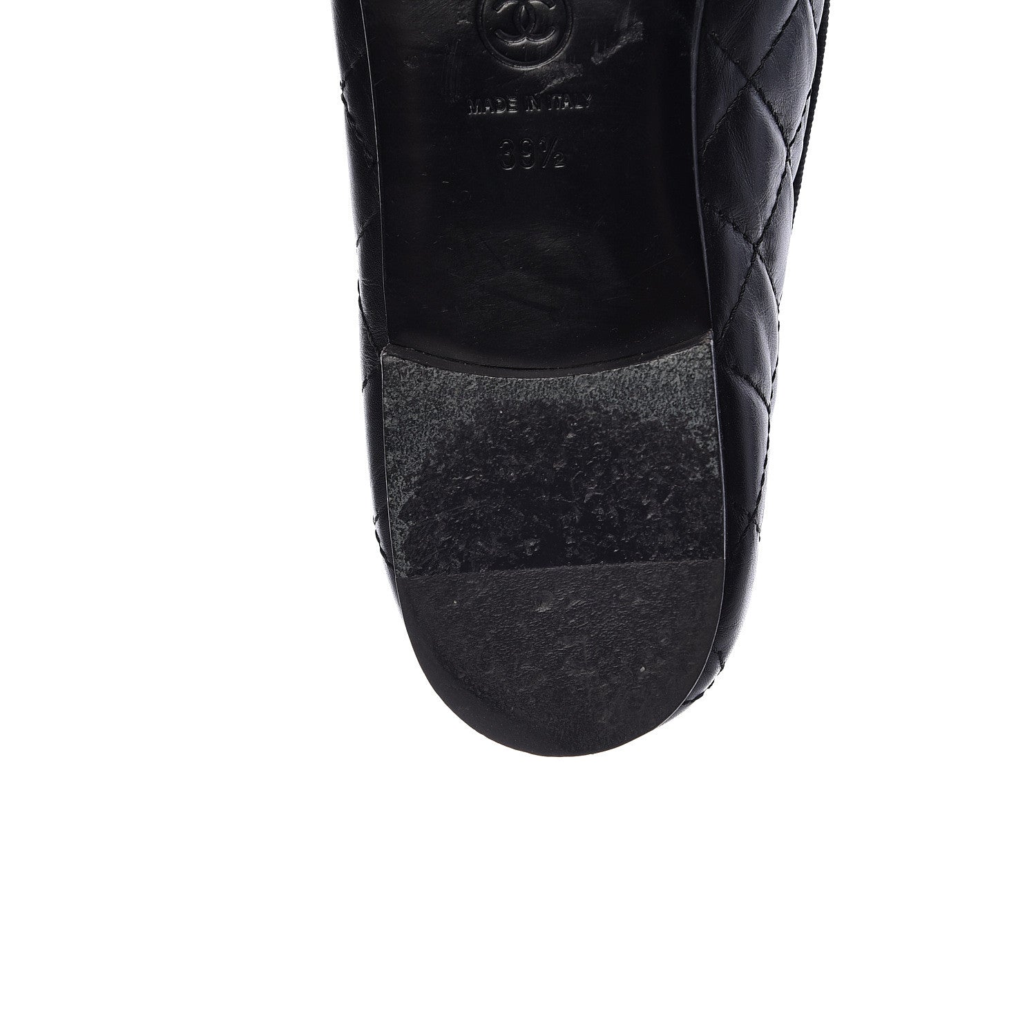 Chanel Aged Calfskin Quilted Cap Toe Ballerina Flats 39.5 Black 11 of 15