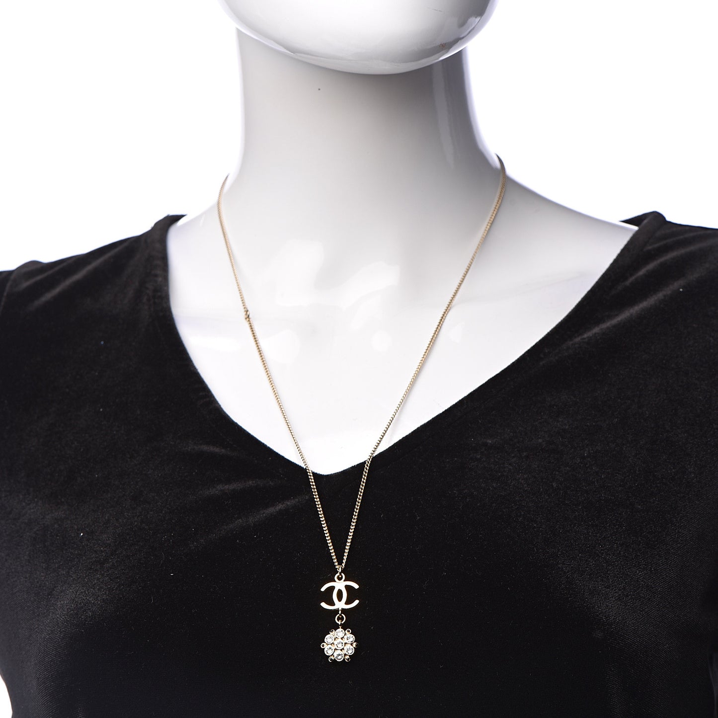 Crystal Resin CC Drop Pendant Necklace Gold
