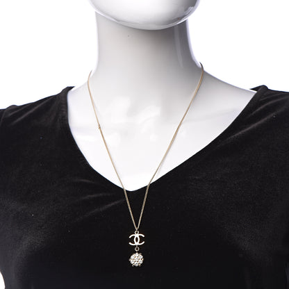 Chanel Crystal Resin CC Drop Pendant Necklace Gold 2 of 6