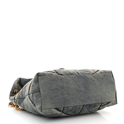 Saint Laurent Denim Quilted Medium Loulou Puffer Monogram Chain Satchel Blue Cinnamon 4 of 11