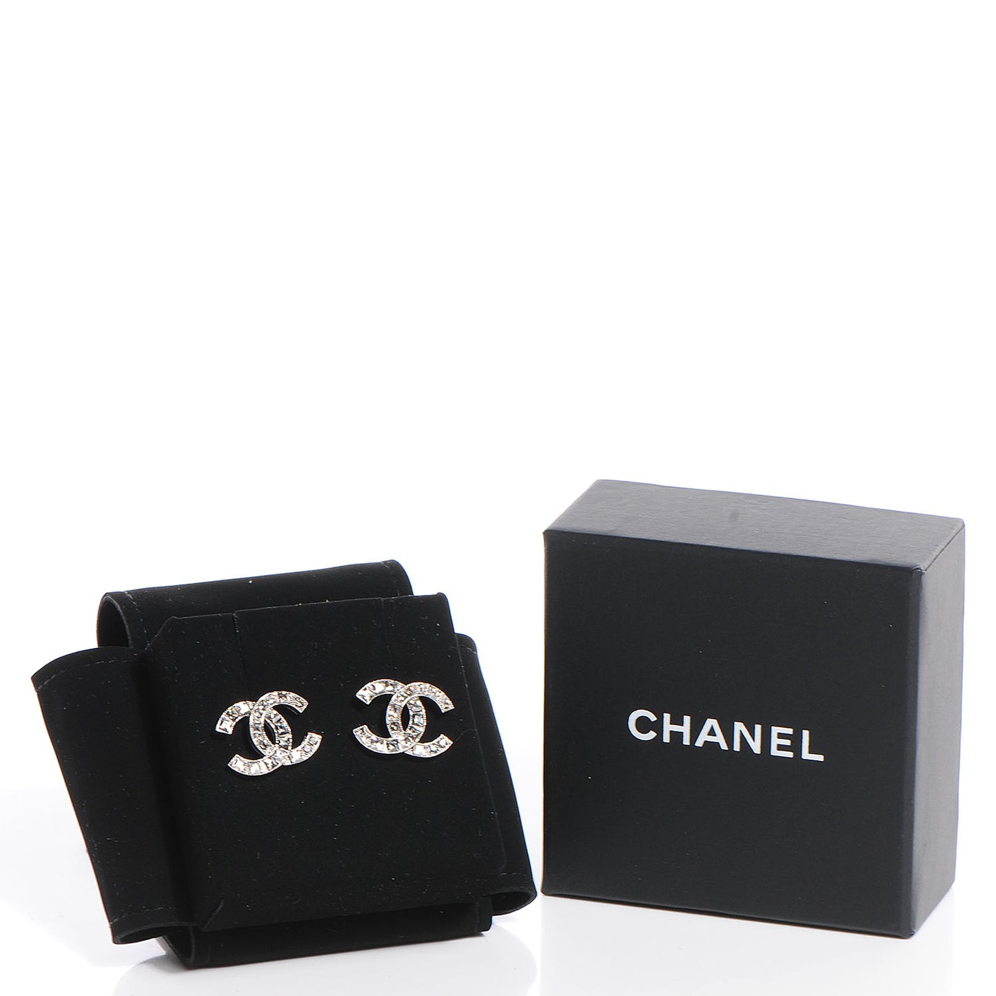 Crystal Baguette CC Earrings Grey