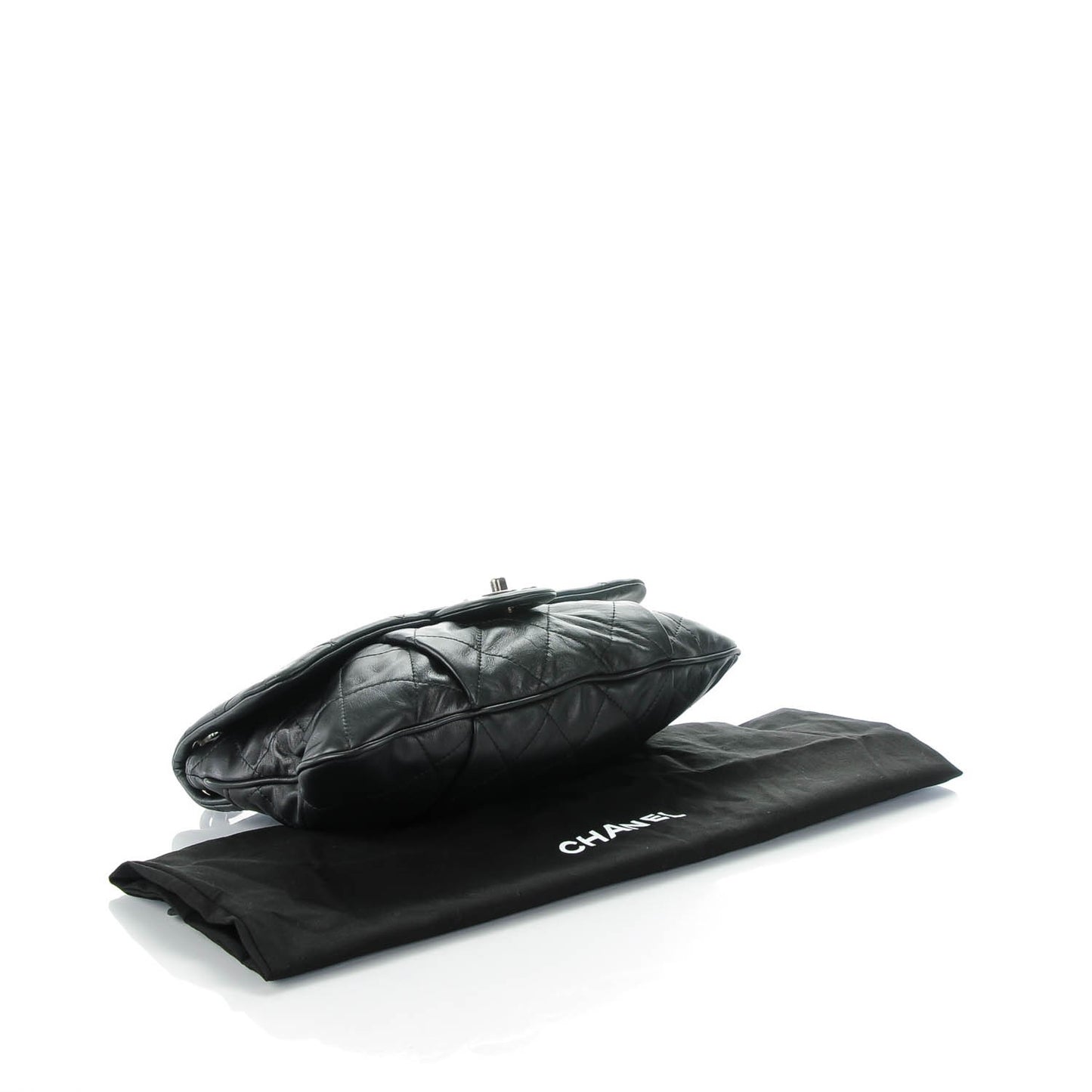 Calfskin Coco Pleats Messenger Flap Black