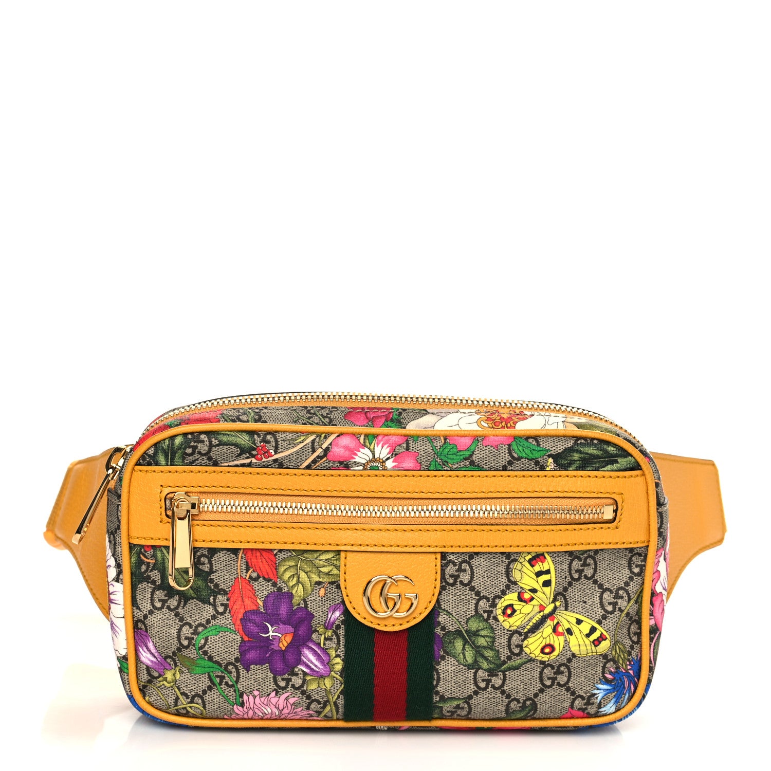 Gucci GG Supreme Monogram Flora Medium Ophidia Belt Bag Beige Multicolor Crop 1 of 7