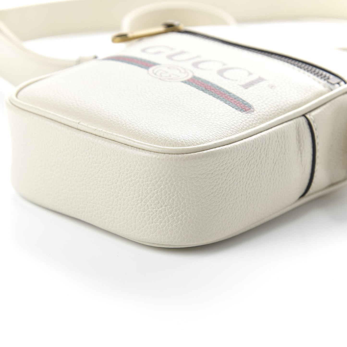 Grained Calfskin Mini Logo Messenger Bag White