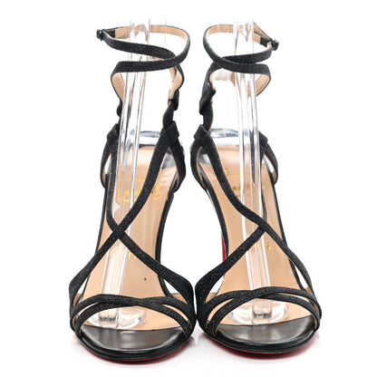 Christian Louboutin Kid Leather Mini Glitter Audrey 100 Sandals 37 Black 2 of 9