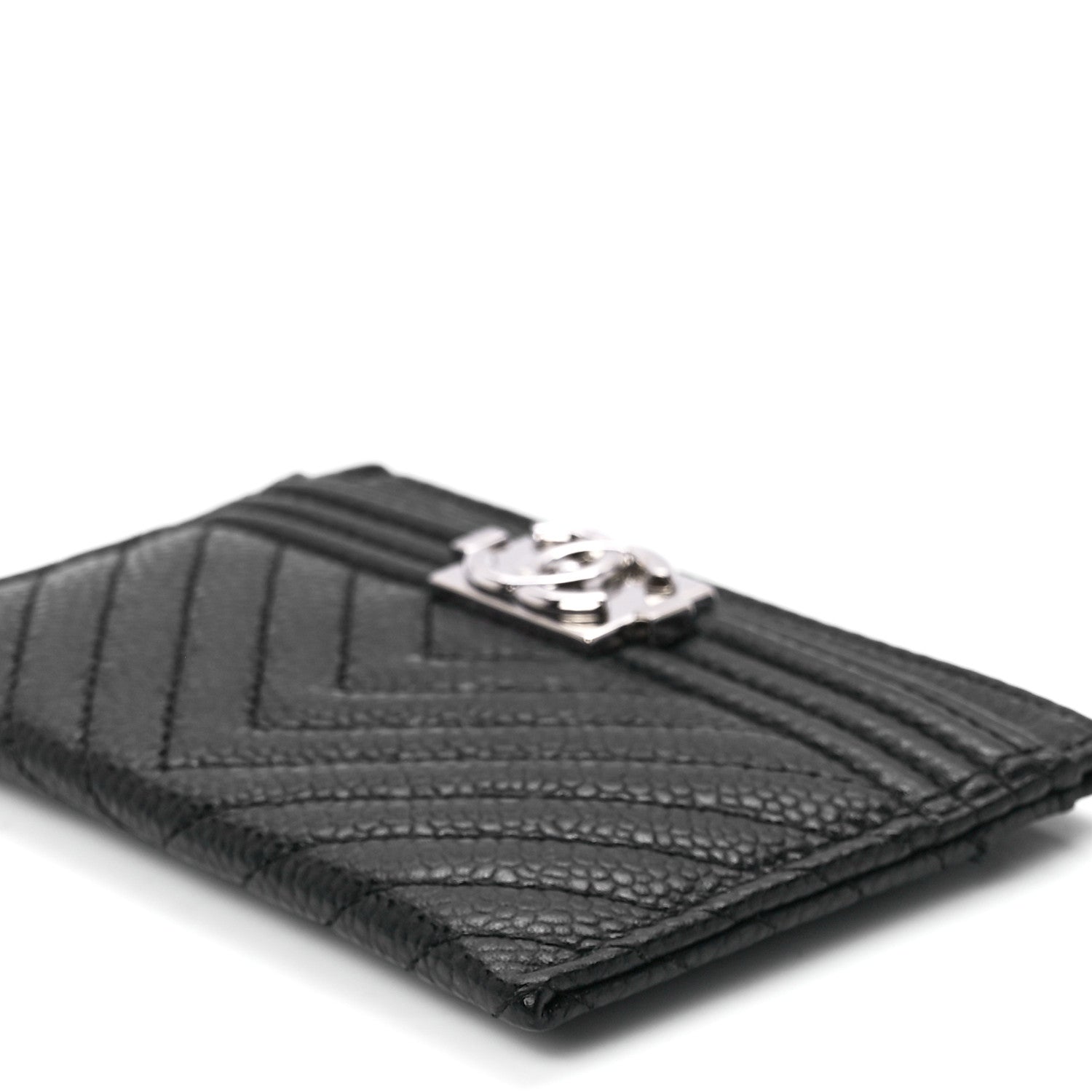 Chanel Caviar Chevron Quilted Boy Card Holder Black 12 of 12