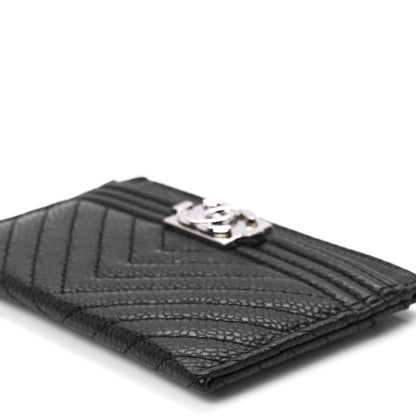 Chanel Caviar Chevron Quilted Boy Card Holder Black 12 of 12