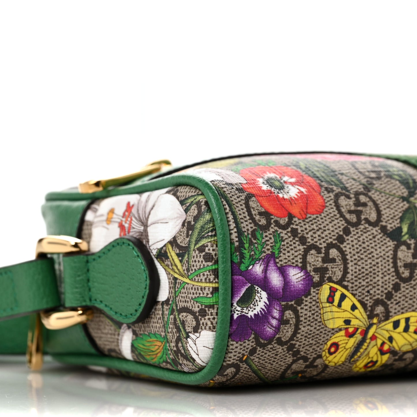 GG Supreme Monogram Flora Web Mini Ophidia Shoulder Bag Green