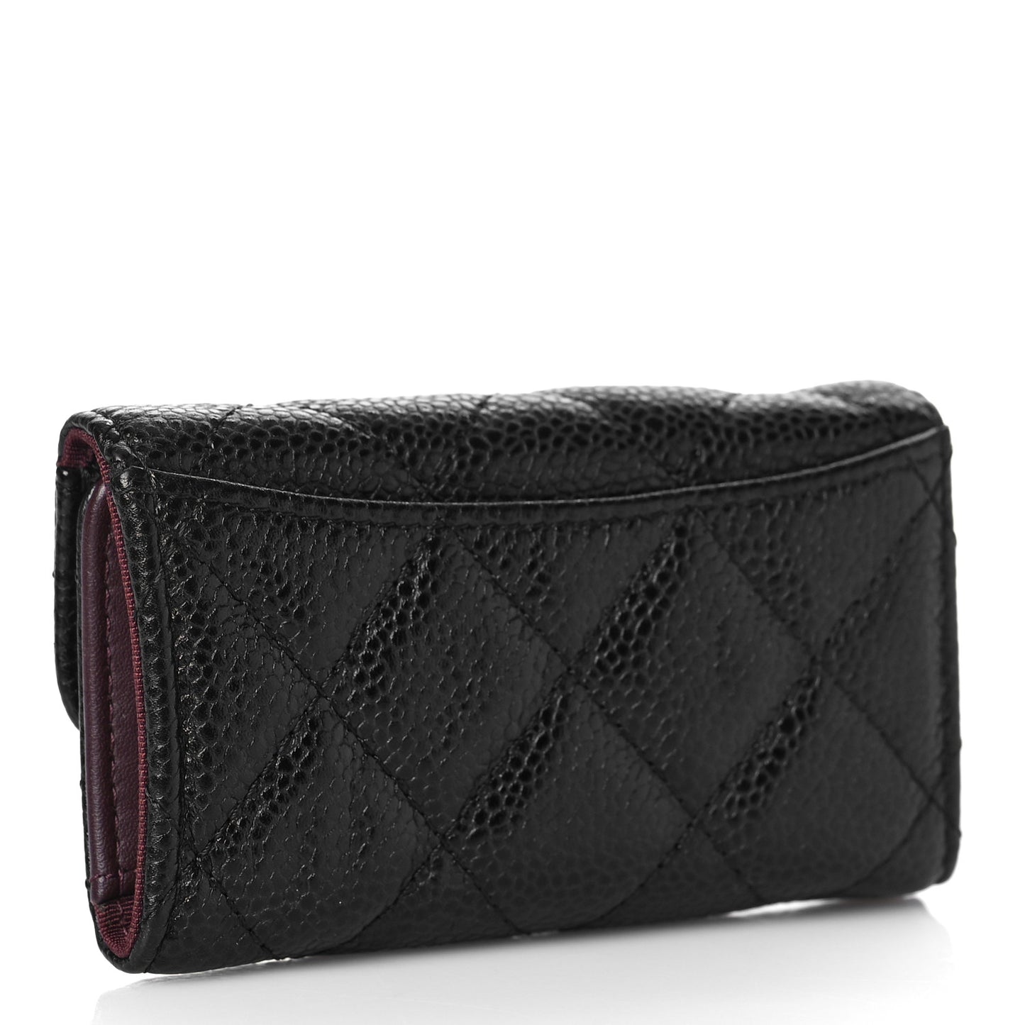 Caviar Quilted 6 Key Holder Black