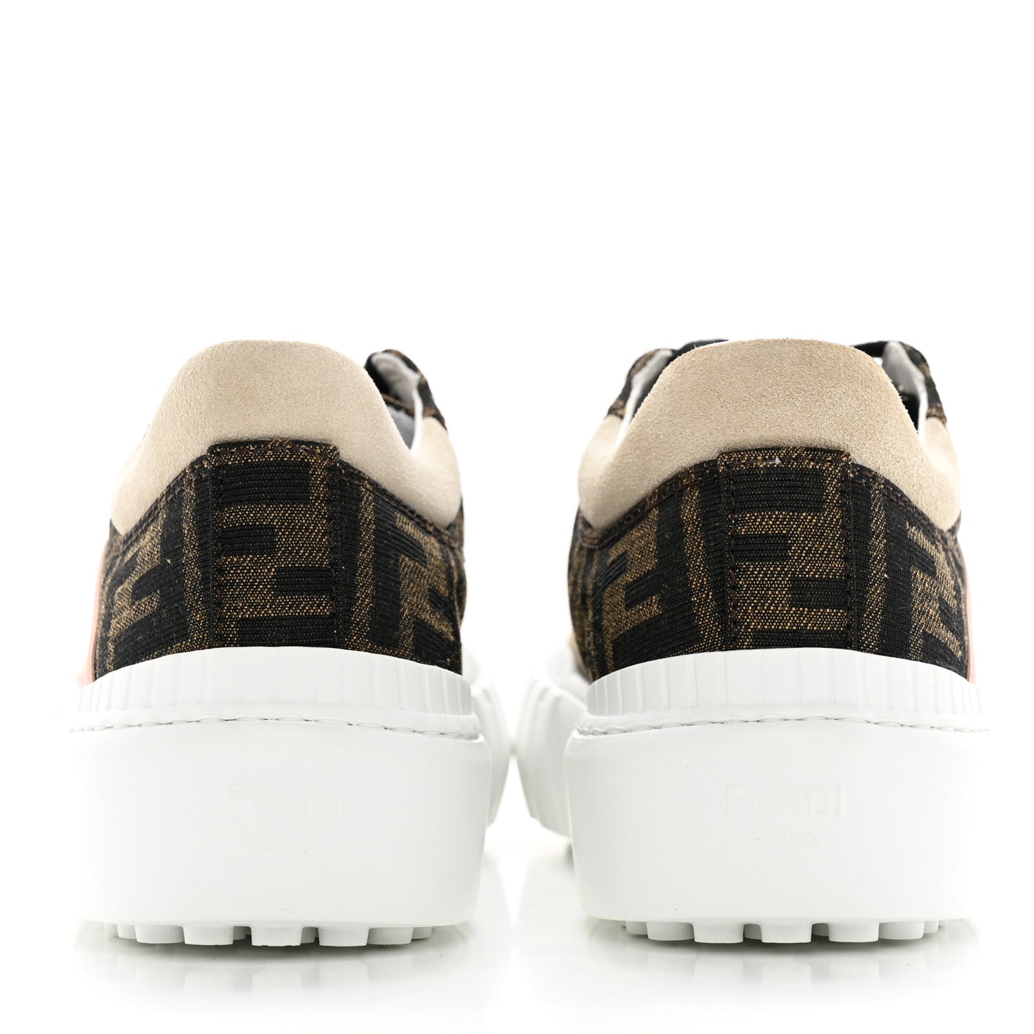 Fendi Fabric Jacquard FF Rainbow Womens Fendi Force Low-Top Sneakers 37 Tobacco Black White Multicolor 4 of 12