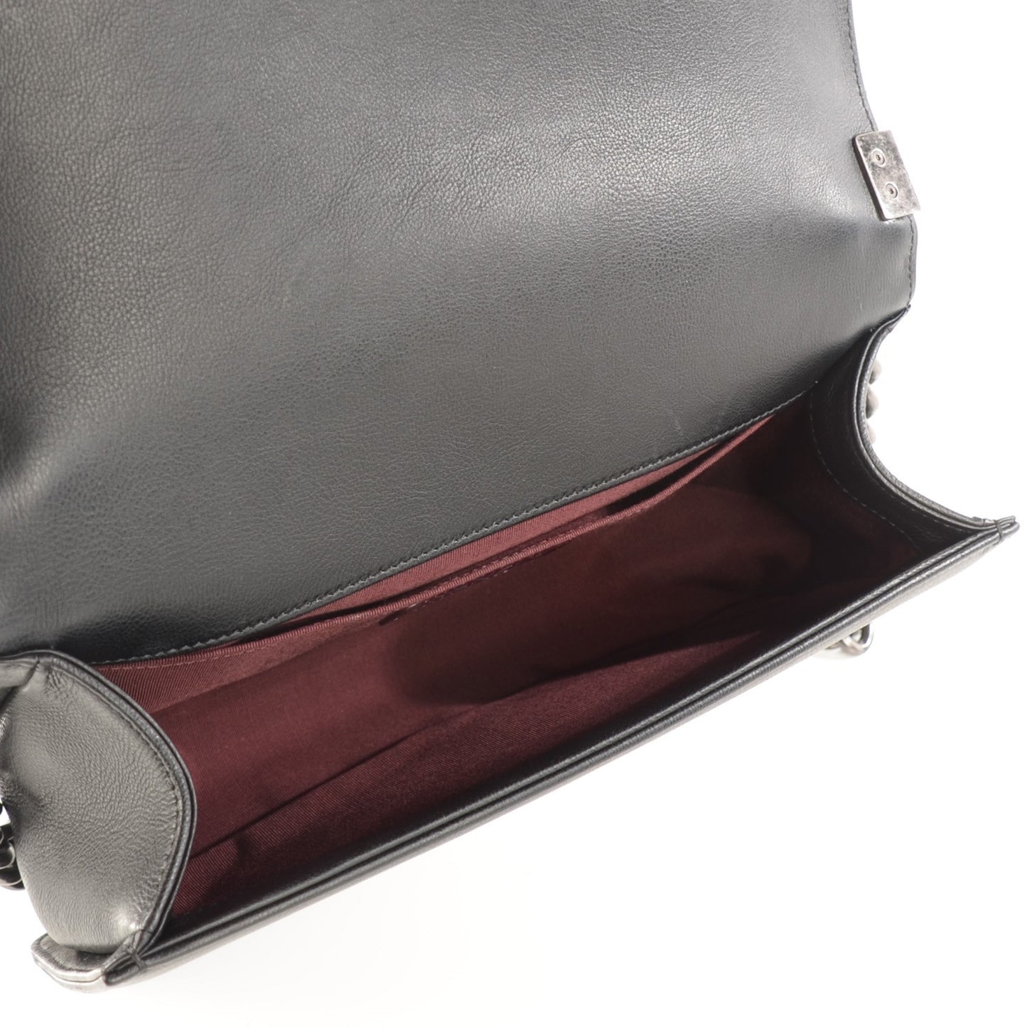 Calfskin Double Stitch Medium Boy Flap Black