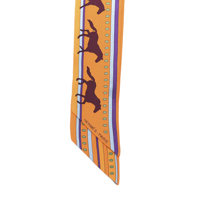 Louis Vuitton HERMES Silk Sequences Twilly Orange Violet Ciel 4 of 4