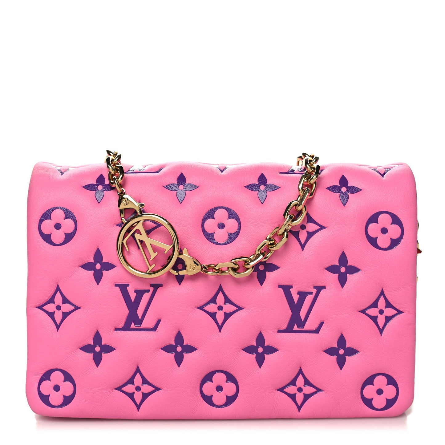 Lambskin Embossed Monogram Vuittamins Pochette Coussin Rose Violet