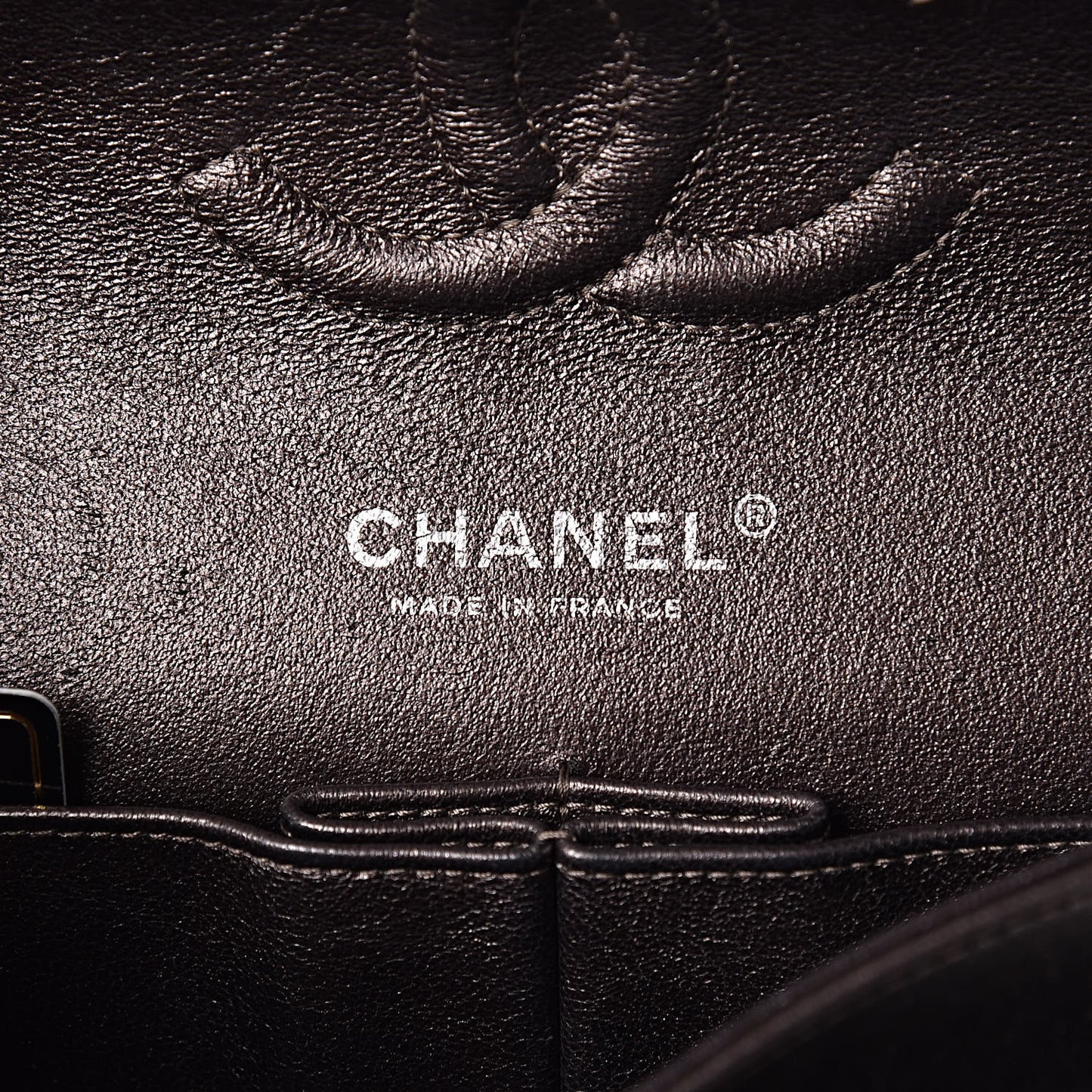 Metallic Lambskin Quilted Medium Double Flap Dark Grey