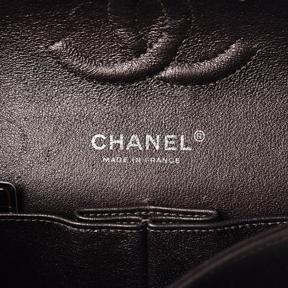 Chanel Metallic Lambskin Quilted Medium Double Flap Dark Grey 6 of 11