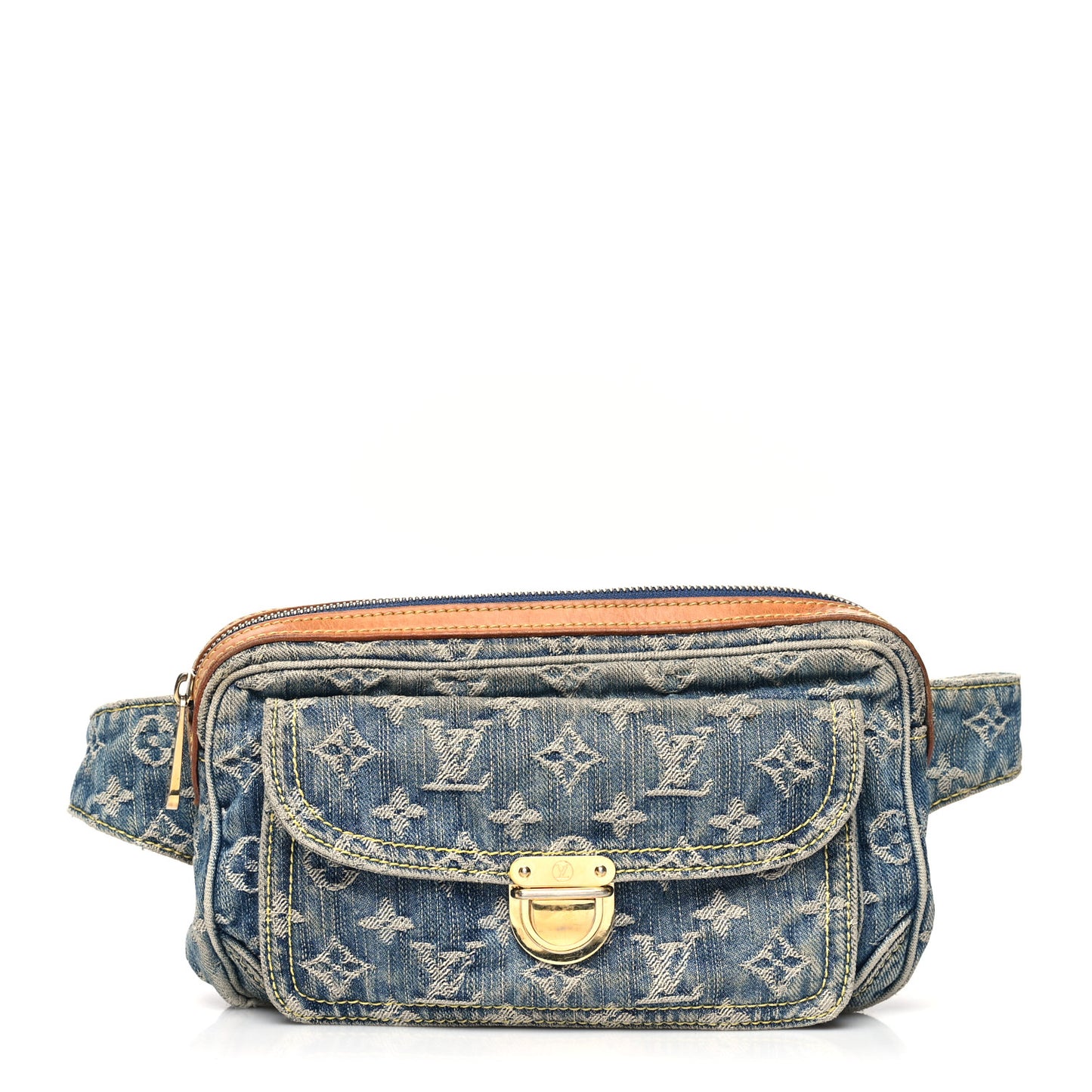 Monogram Denim Bum Bag Blue