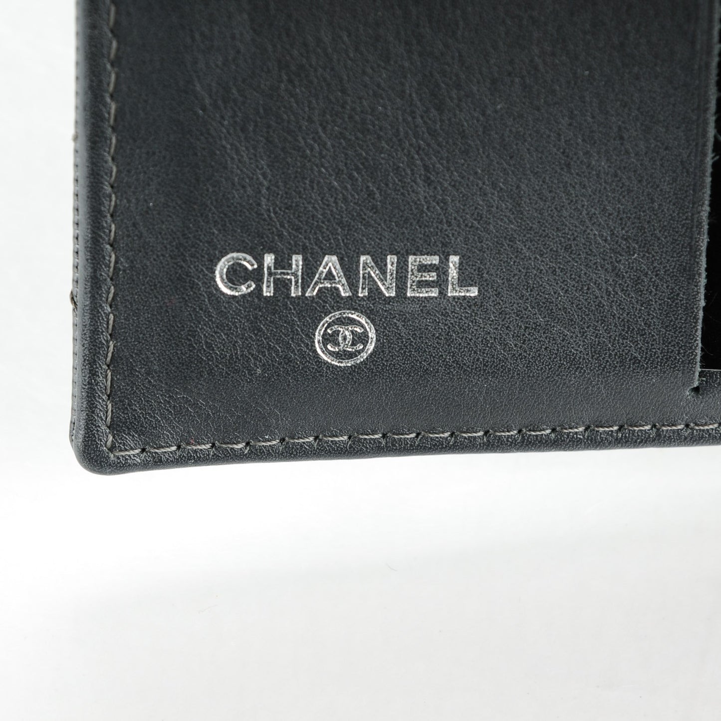 Striated Patent Quilted Compact French Flap Wallet Grey