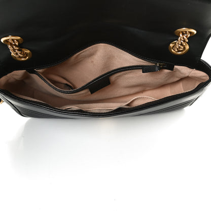 Gucci Calfskin Matelasse Medium GG Marmont Shoulder Bag Black 5 of 13