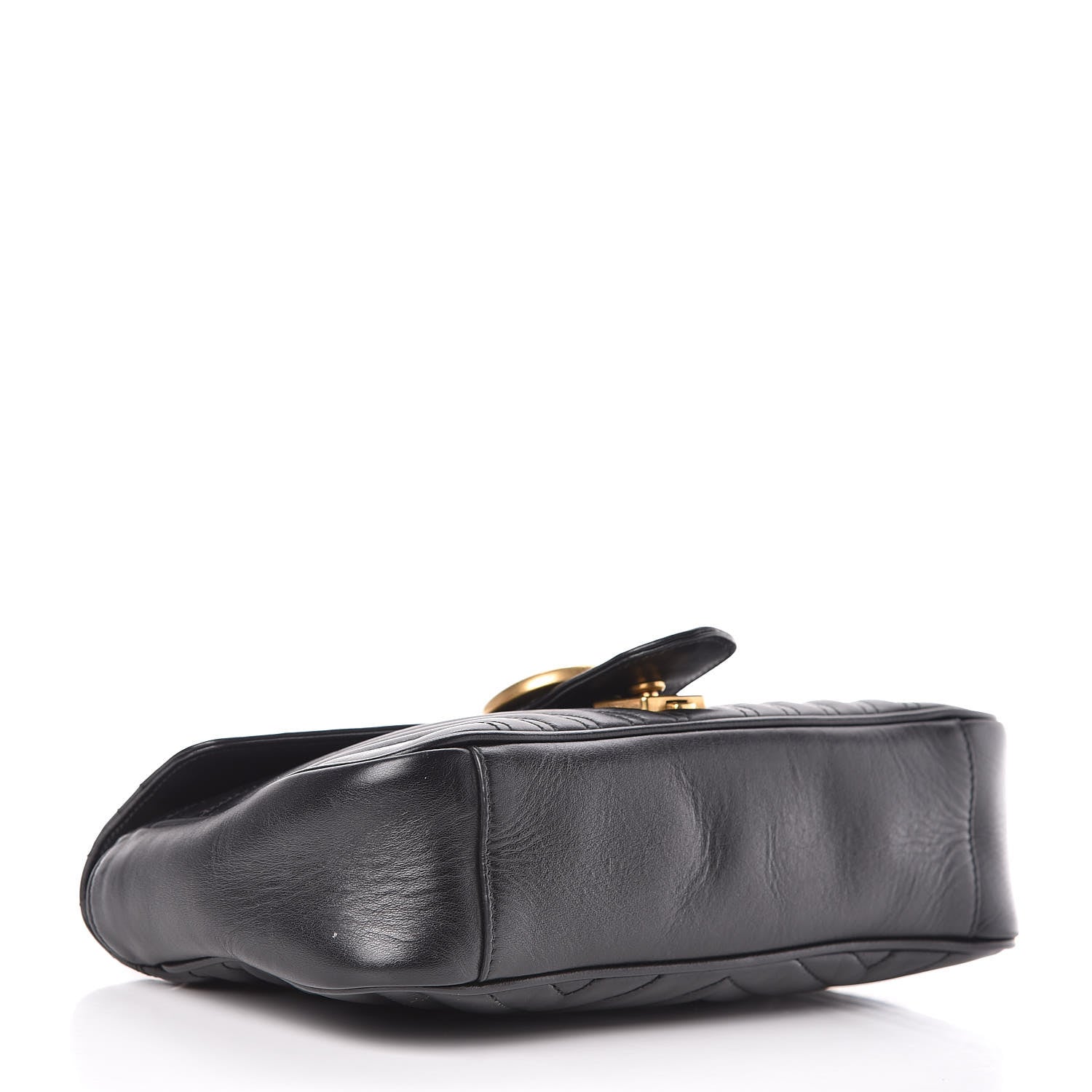 Gucci Calfskin Matelasse Small GG Marmont Shoulder Bag Black 4 of 13