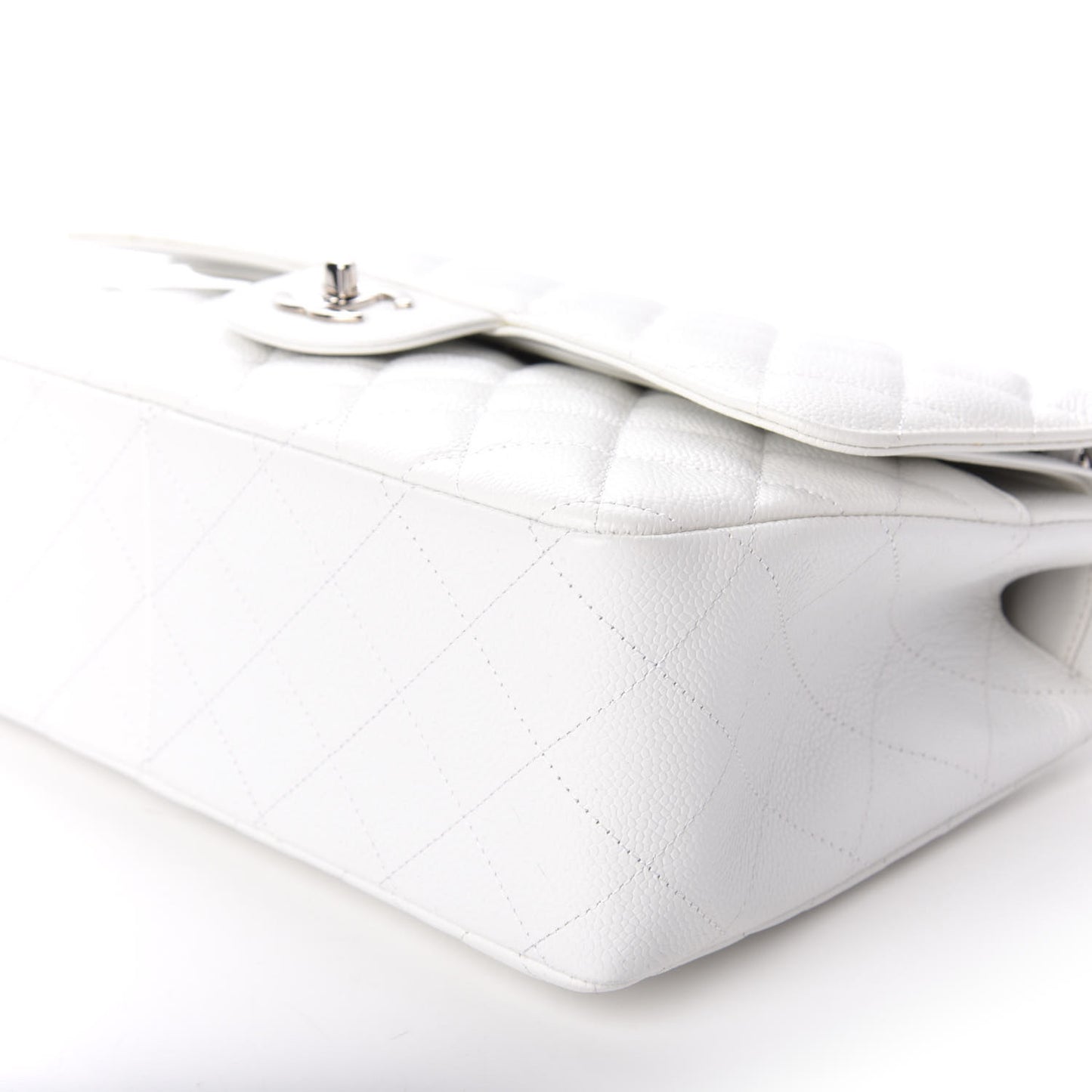 Caviar Quilted Jumbo Double Flap White