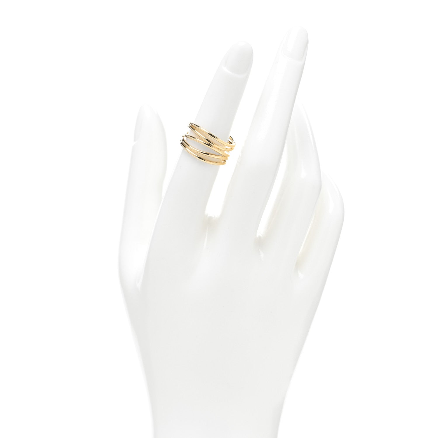 Tiffany 18K Yellow Gold Elsa Peretti 5 Row Wave Ring 50 5.5 2 of 4
