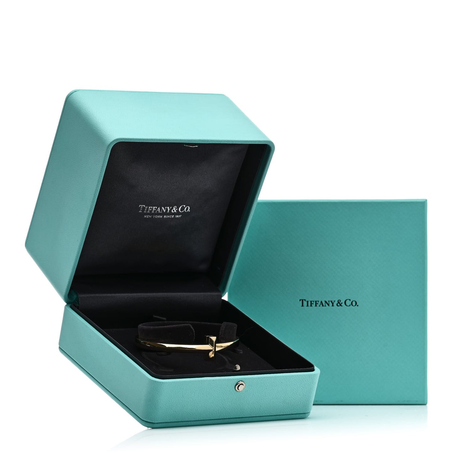 18K Yellow Gold Wide T T1 Hinged Bangle Bracelet