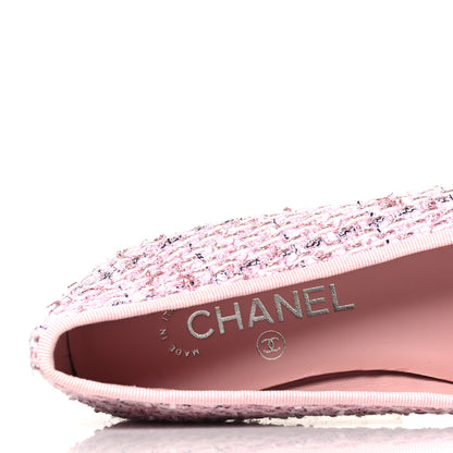 Chanel Tweed Grosgrain Cap Toe Ballerina Flats 37 Pink Black 7 of 9