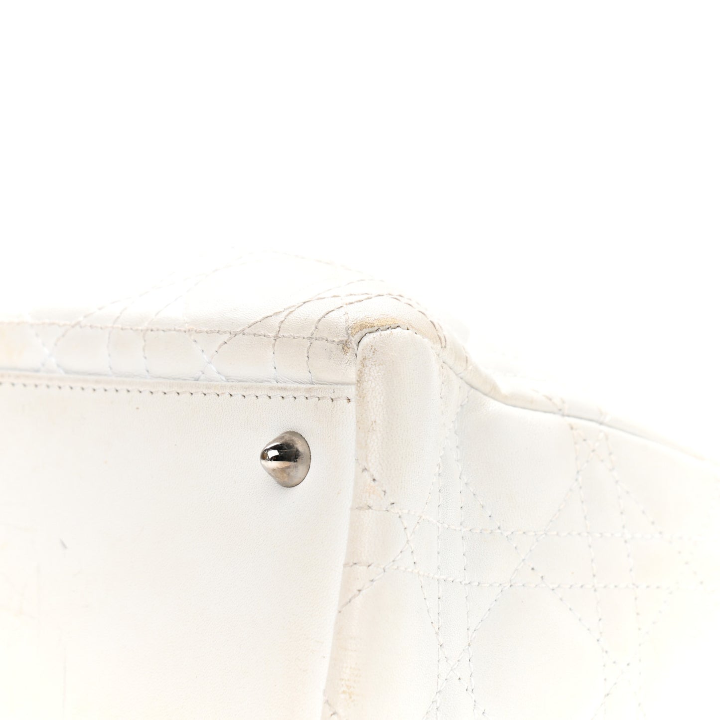 Lambskin Cannage Medium Lady Dior White