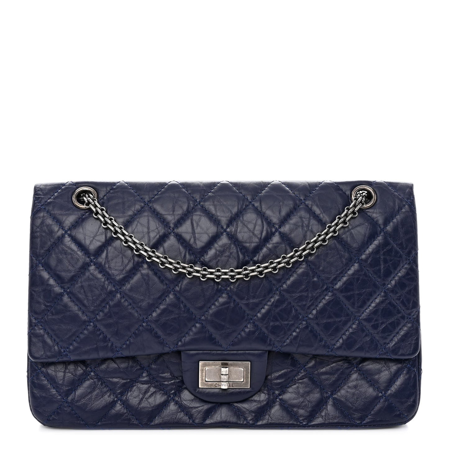 Aged Calfskin Quilted 2.55 Reissue 227 Flap Dark Blue