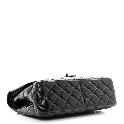 Chanel Shiny Distressed Calfskin Quilted Jumbo Double Flap So Black 4 of 12