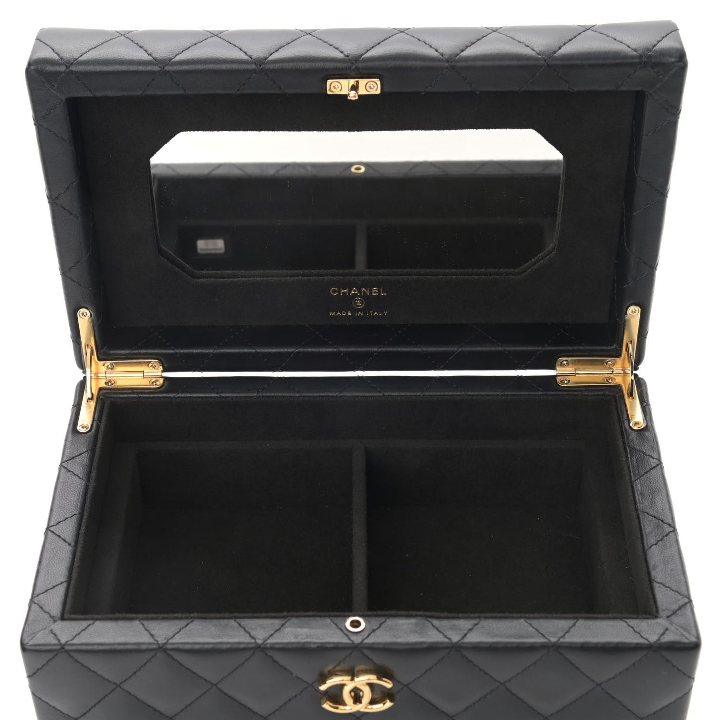 Lambskin Quilted Jewelry Case Black