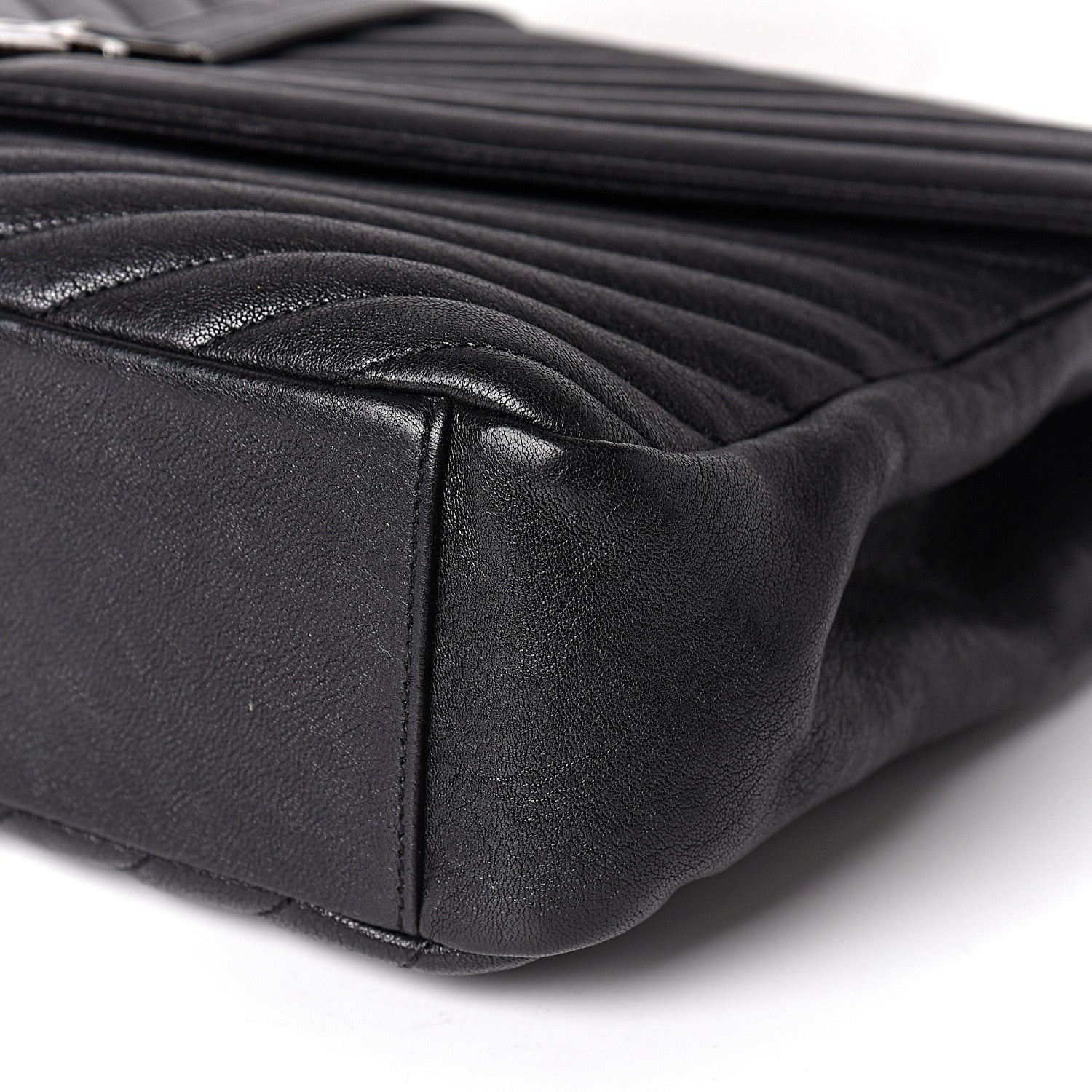 Saint Laurent Sheepskin Matelasse Chevron Monogram Large College Satchel Black 10 of 10