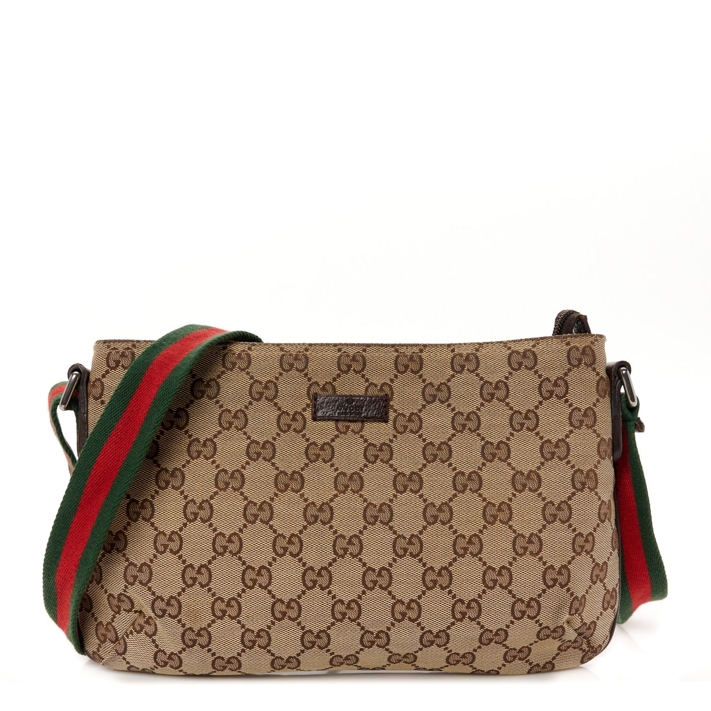 Monogram Web Small Flat Messenger Crossbody Dark Brown