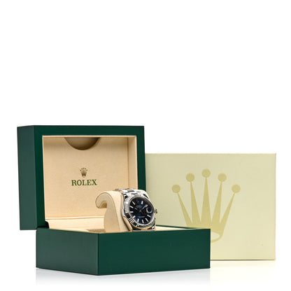 Rolex Stainless Steel 18K White Gold 41mm Oyster Perpetual Datejust Watch Blue 116334 5 of 5
