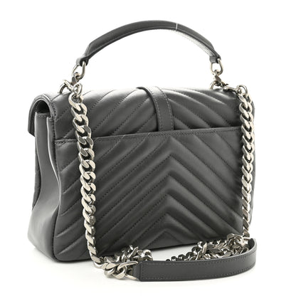 Saint Laurent Sheepskin Matelasse Chevron Monogram Medium College Bag Light Coal 3 of 13