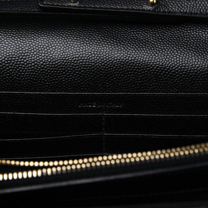 Saint Laurent Grain De Poudre Matelasse Chevron Monogram Chain Wallet Black 9 of 19