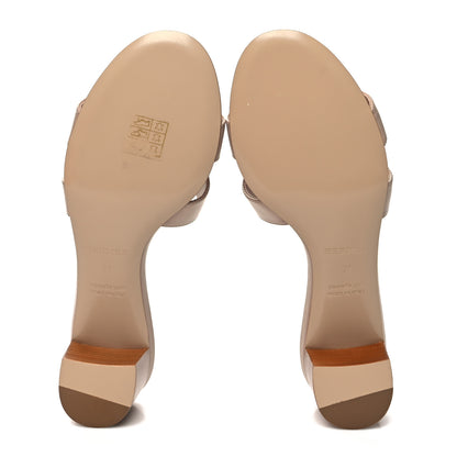 Hermes Calfskin Oasis Sandals 37 Beige Nude 5 of 9