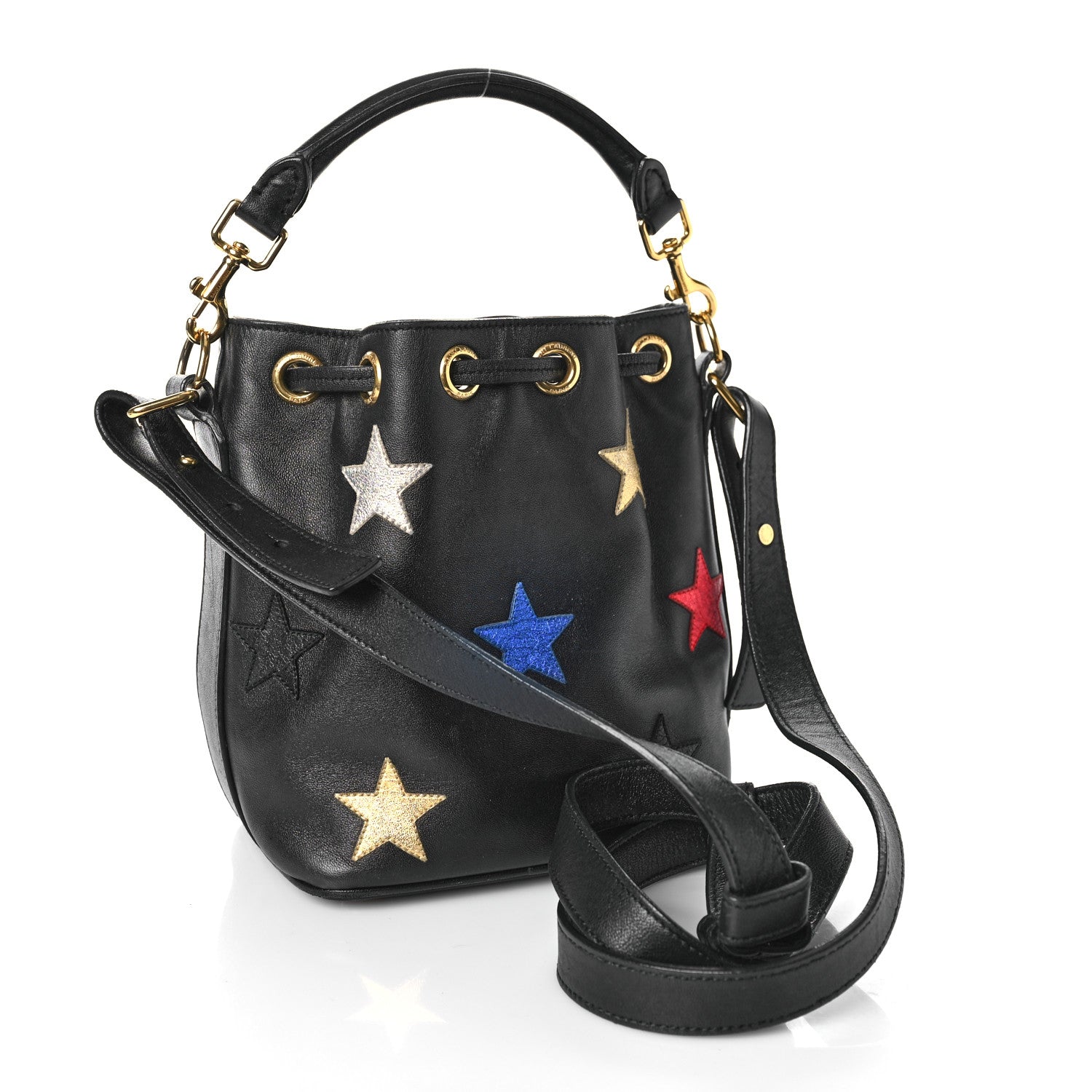 Saint Laurent Calfskin Star Small Emmanuelle Bucket Bag Black 2 of 11
